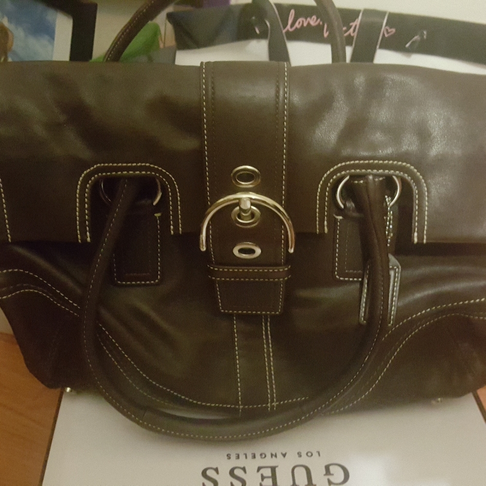 Coach brown leather shoulder bag